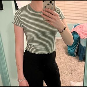 Striped green shirt t-shirt